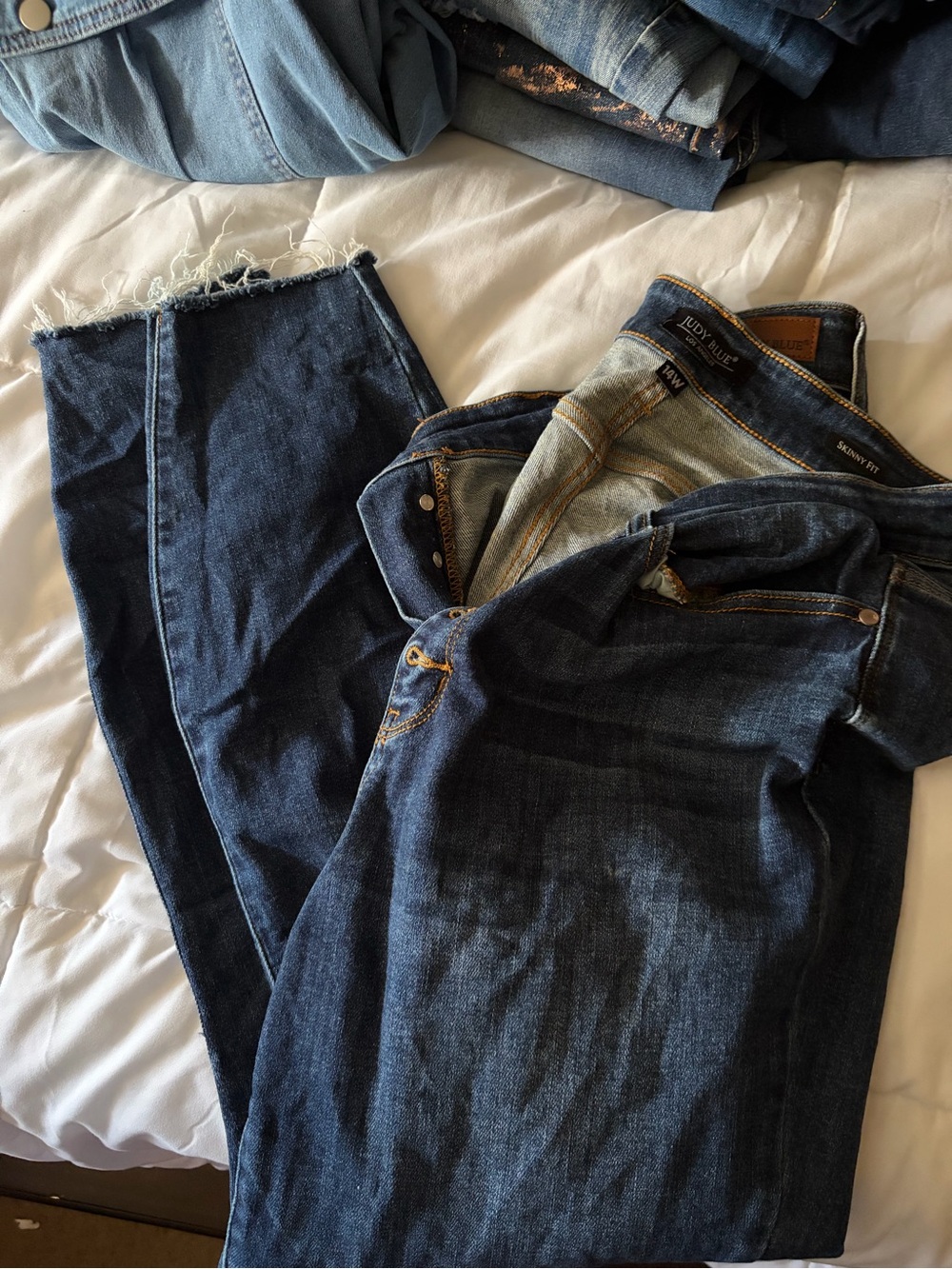 Judy Blue Dark Indigo Skinny Jeans with Frayed Hem